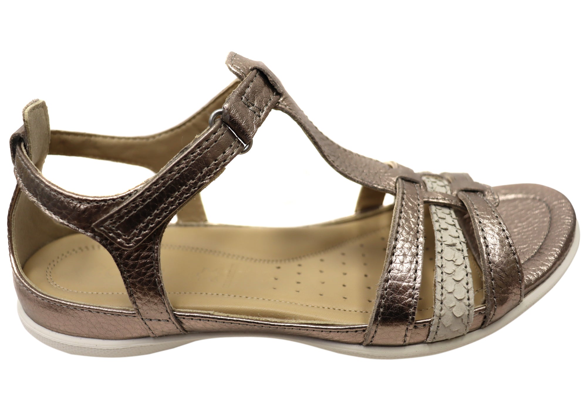ECCO Flash T Strap Womens Comfortable Leather Sandals - Main Image