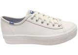 Keds Womens Triple Kick Leather White Comfortable Platform Sneakers
