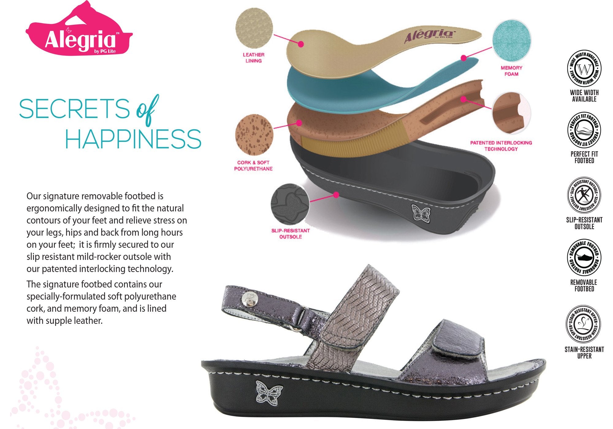 Alegria Verona Womens Comfortable Leather Adjustable Strap Sandals