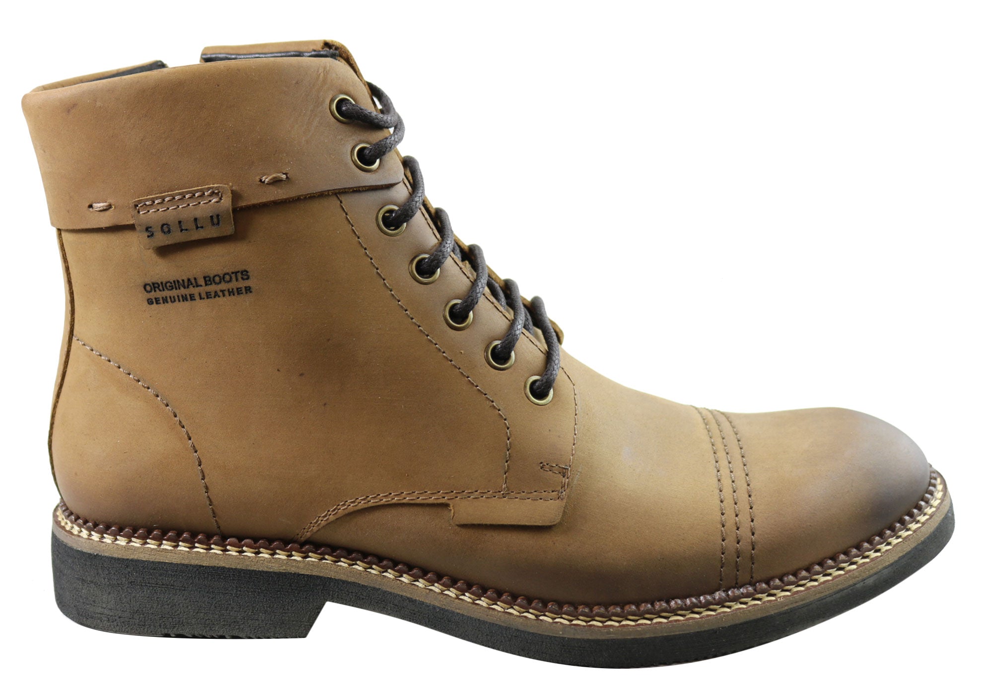 Sollu Fitzroy Mens Comfort Leather Lace Up Boots Brand House Direct