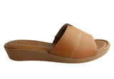 Usaflex Clover Womens Brazilian Comfy Cushioned Leather Slides Sandals
