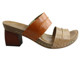 Andacco Meadow Womens Leather Mid Heel Slides Sandals Made In Brazil