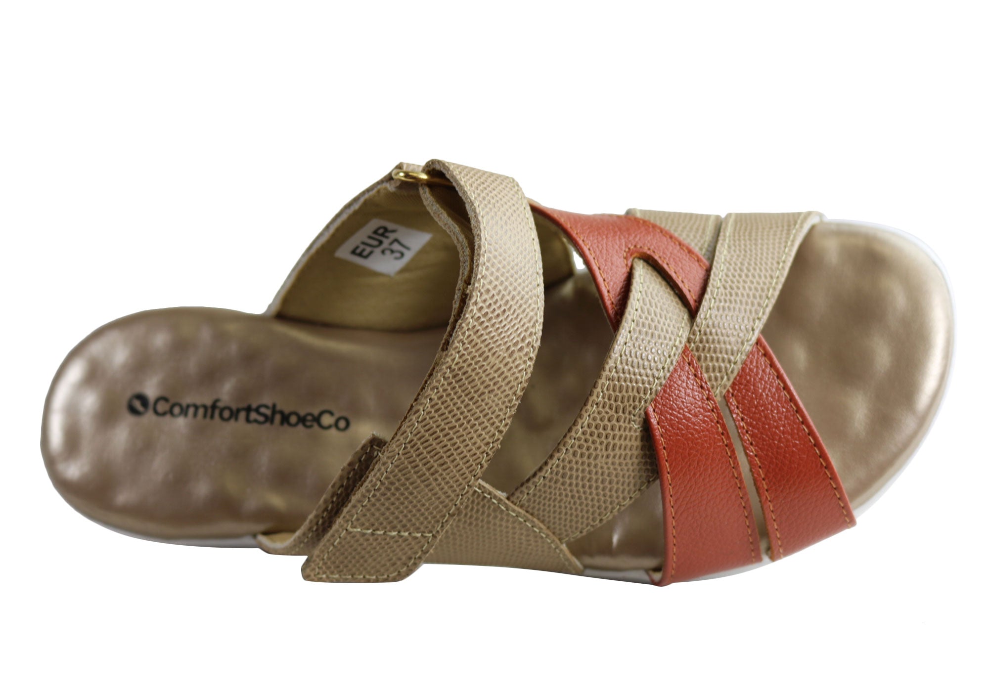 Comfortshoeco Sandy Womens Leather Brazilian Comfort Slides Sandals