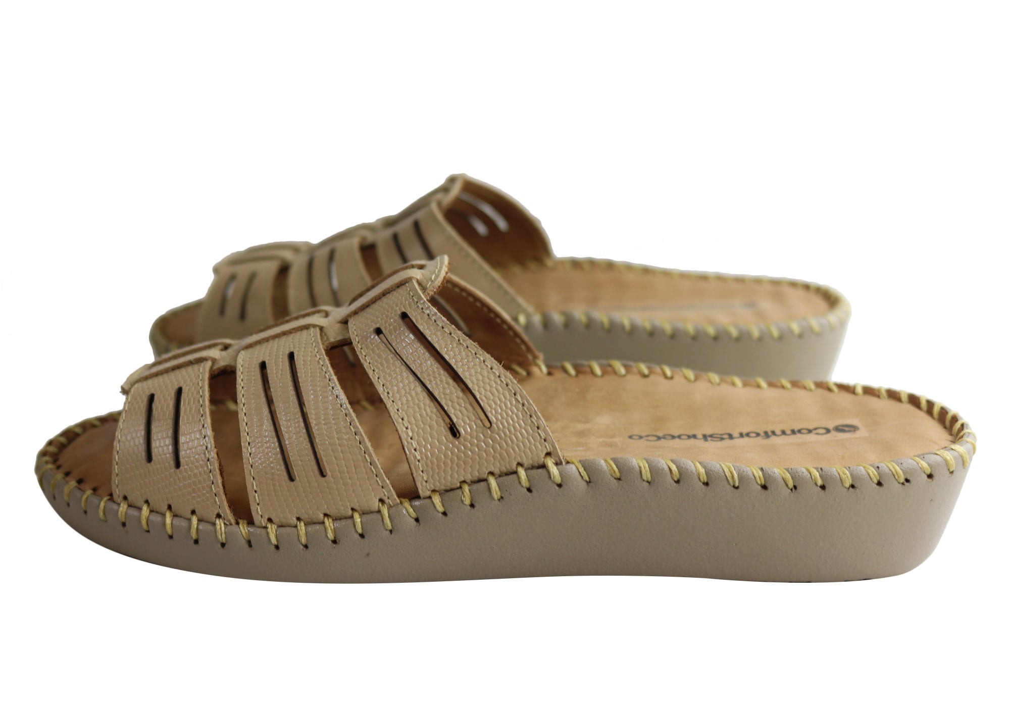 Comfortshoeco Renee Womens Leather Brazilian Comfort Slides Sandals