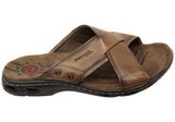 Pegada Hobbs Mens Comfortable Leather Slides Sandals Made In Brazil