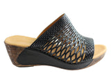Orizonte Ashley Womens European Leather Comfort Wedge Slide Sandals
