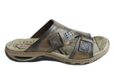 Pegada Andy Mens Leather Comfy Cushioned Slide Sandals Made In Brazil
