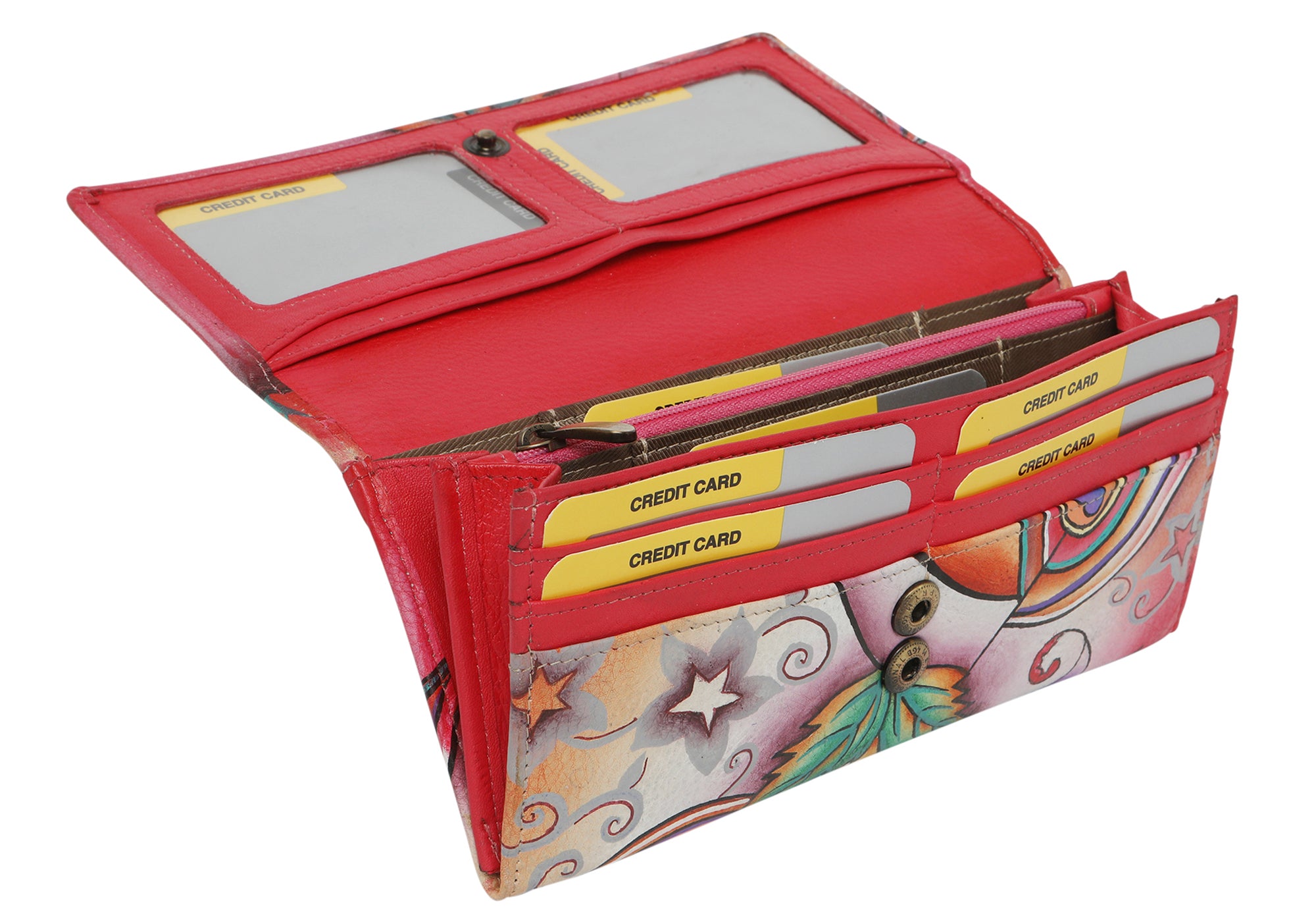 Modapelle Womens Leather Hand Painted Wallet 3162