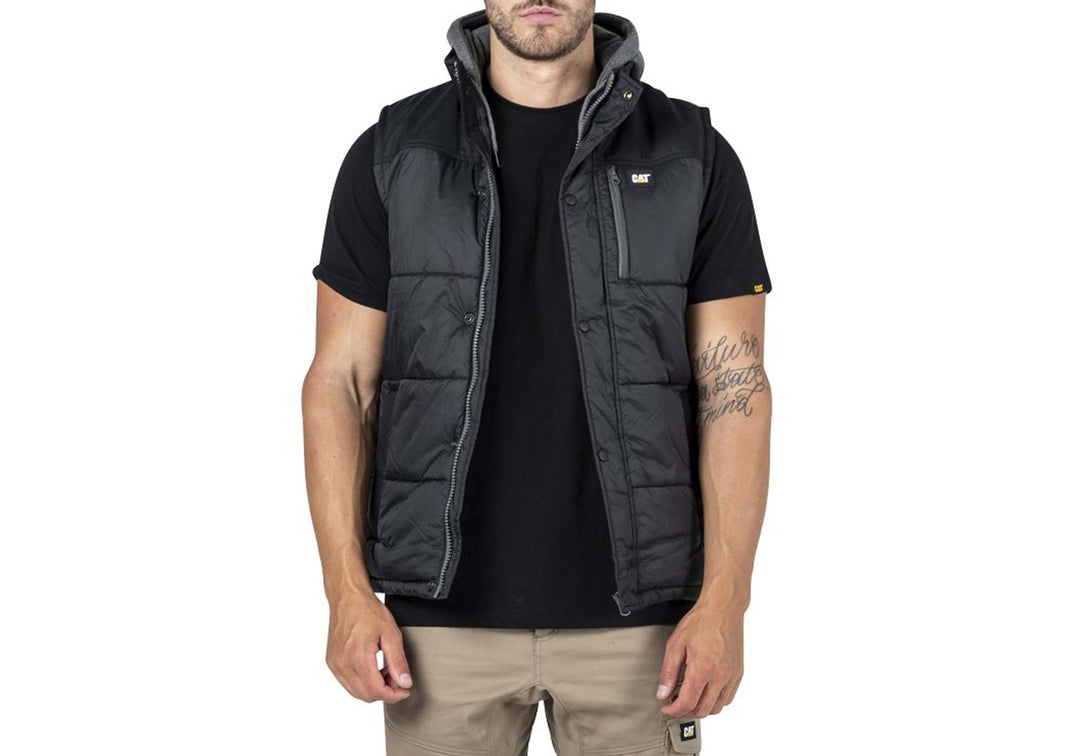 Caterpillar Mens Comfortable Durable Hooded Work Vest Brand House Direct