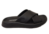 Skechers Mens Relaxed Fit Sargo Denal Leather Slides Sandals