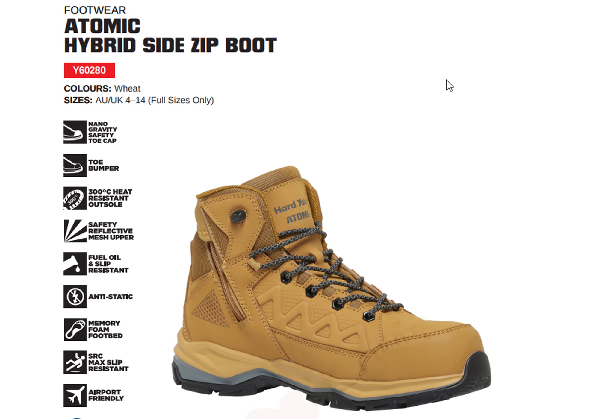 Hard Yakka Mens Comfortable Atomic Hybrid Safety Hiker