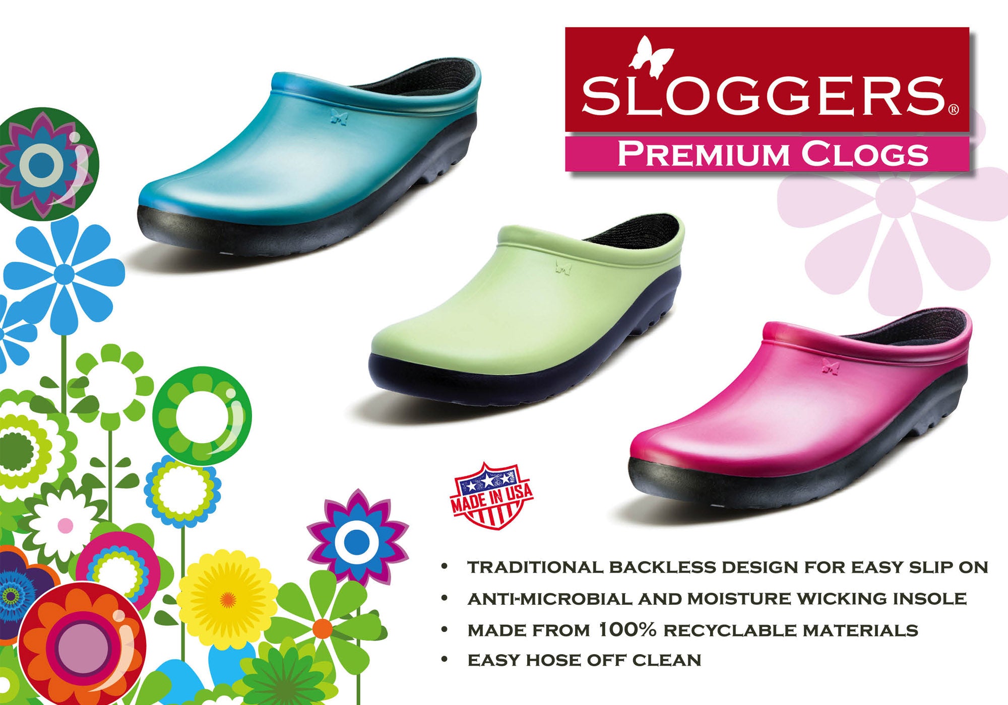 Sloggers Comfortable Womens Premium Clog Sangria Red