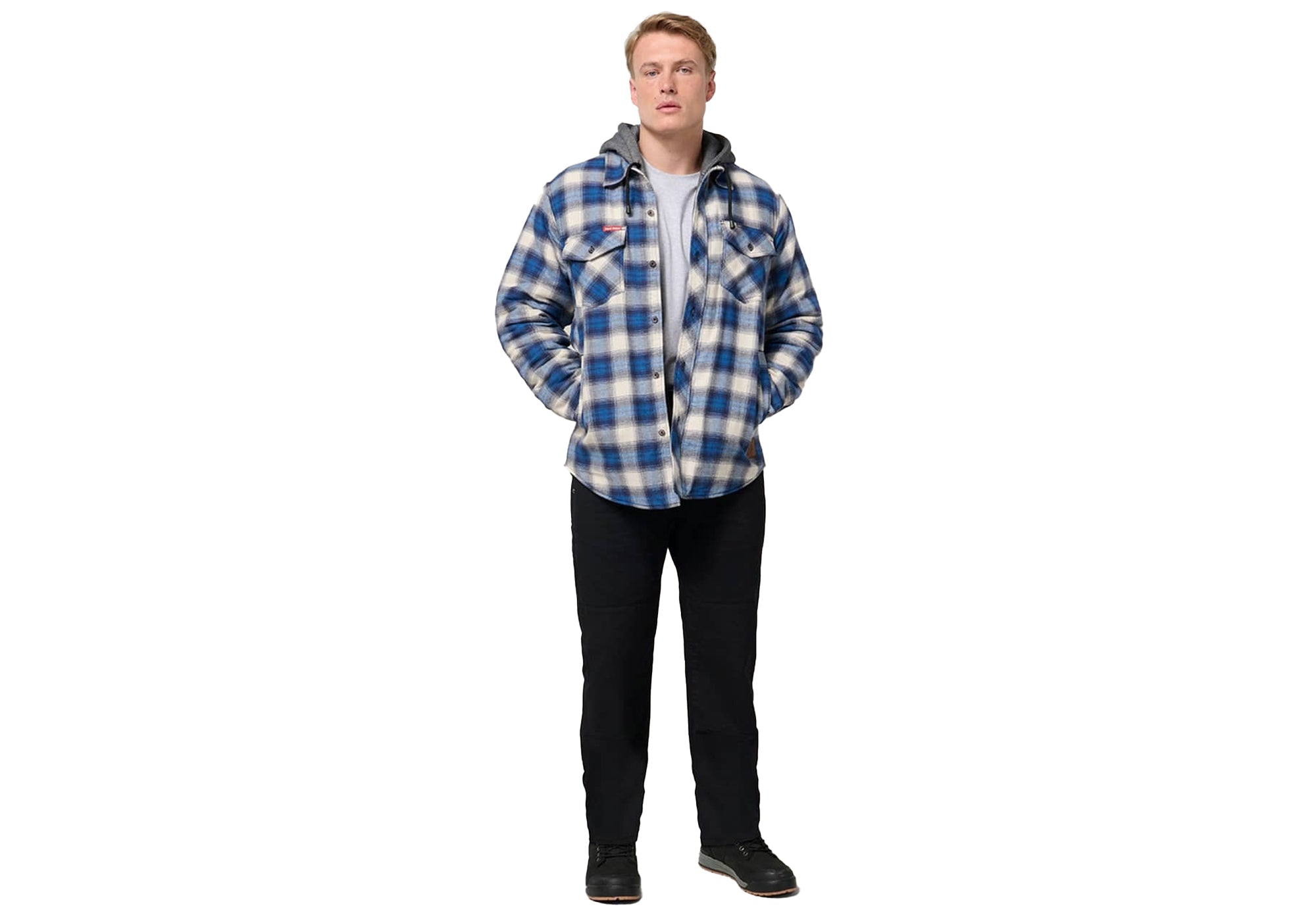 Hard Yakka Mens Heritage Quilted Flannel Hoddie Shacket