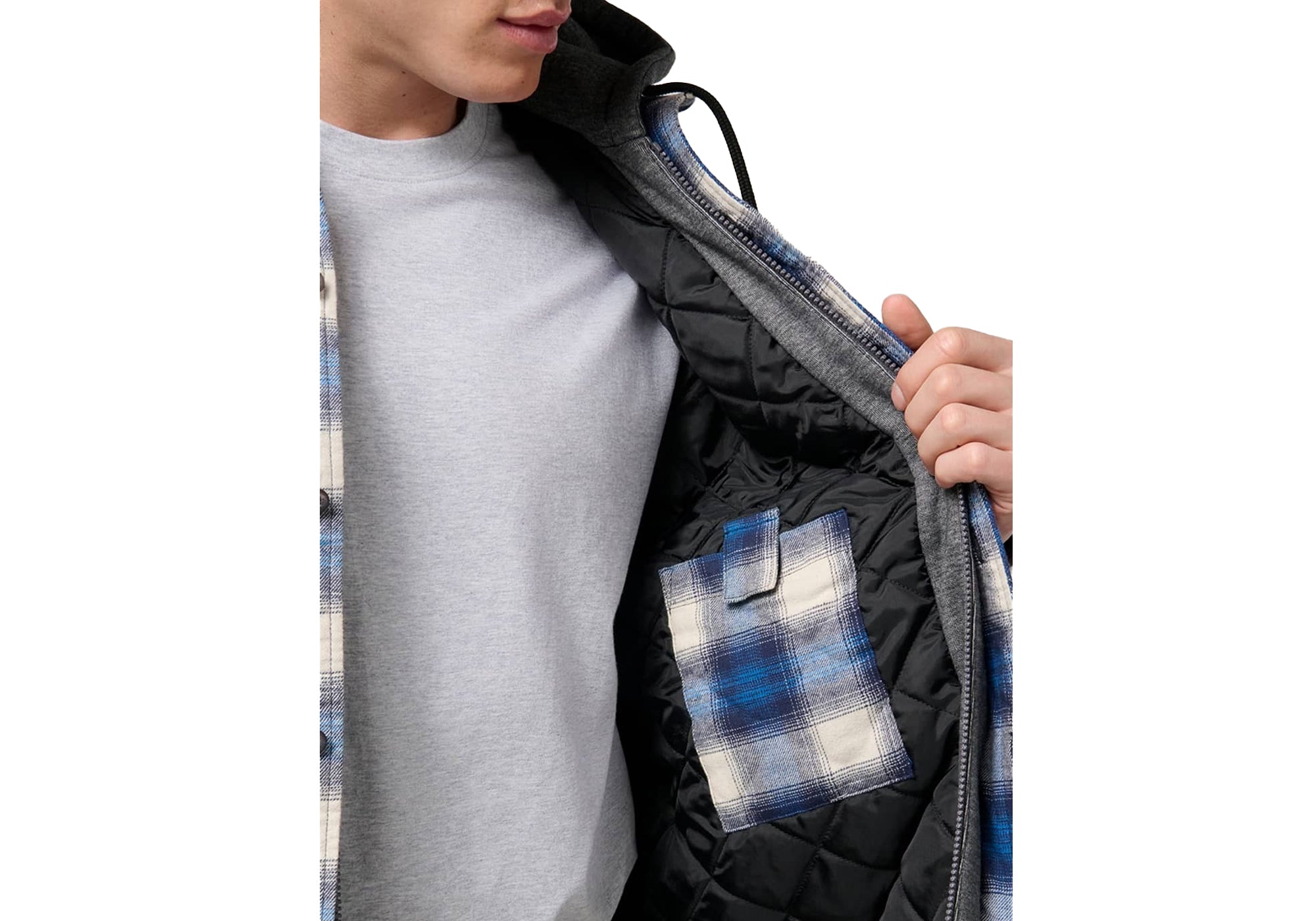 Hard Yakka Mens Heritage Quilted Flannel Hoddie Shacket