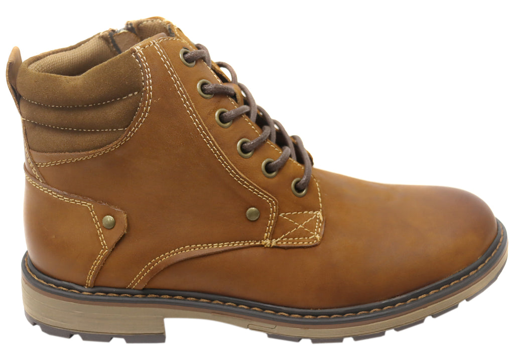 Natural Comfort Lukas Mens Leather Lace Up Boots Brand House Direct