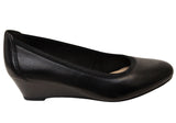 Tamaris Alice Womens Comfortable Black Leather Wedge Shoes