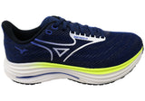 Mizuno Mens Wave Rider 29 Running Shoes 2E Wide Fit Estate Blue White