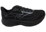 Mizuno Womens Wave Rider 29 D Wide Width Black Running Shoes