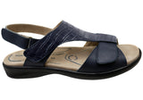 Homyped Devika Womens Supportive Leather Wide Fit Sandals Navy