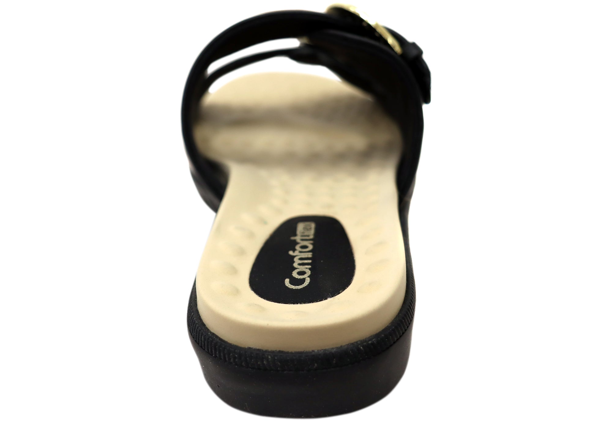 Comfortflex Daphine Womens Leather Slide Sandals With Comfort Footbed