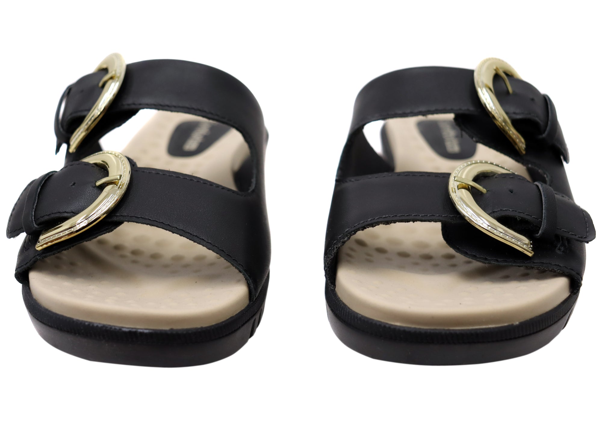 Comfortflex Daphine Womens Leather Slide Sandals With Comfort Footbed