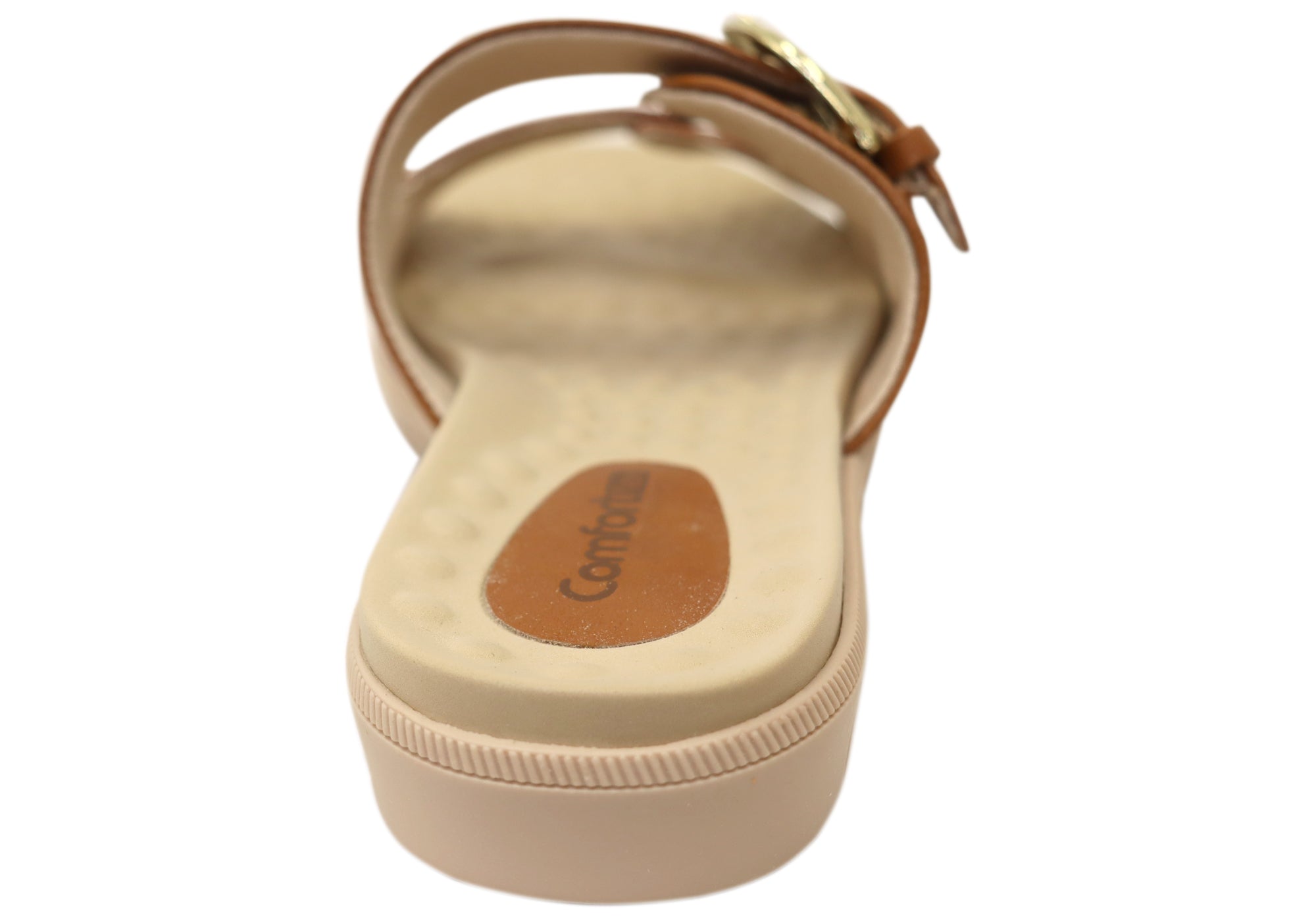 Comfortflex Daphine Womens Leather Slide Sandals With Comfort Footbed