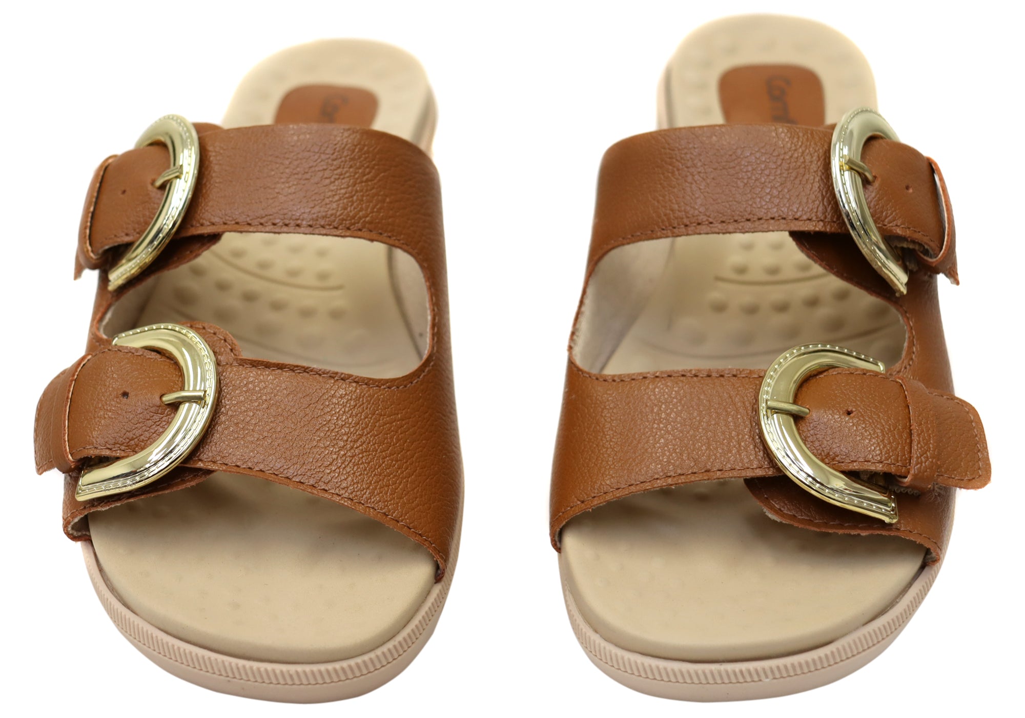 Comfortflex Daphine Womens Leather Slide Sandals With Comfort Footbed