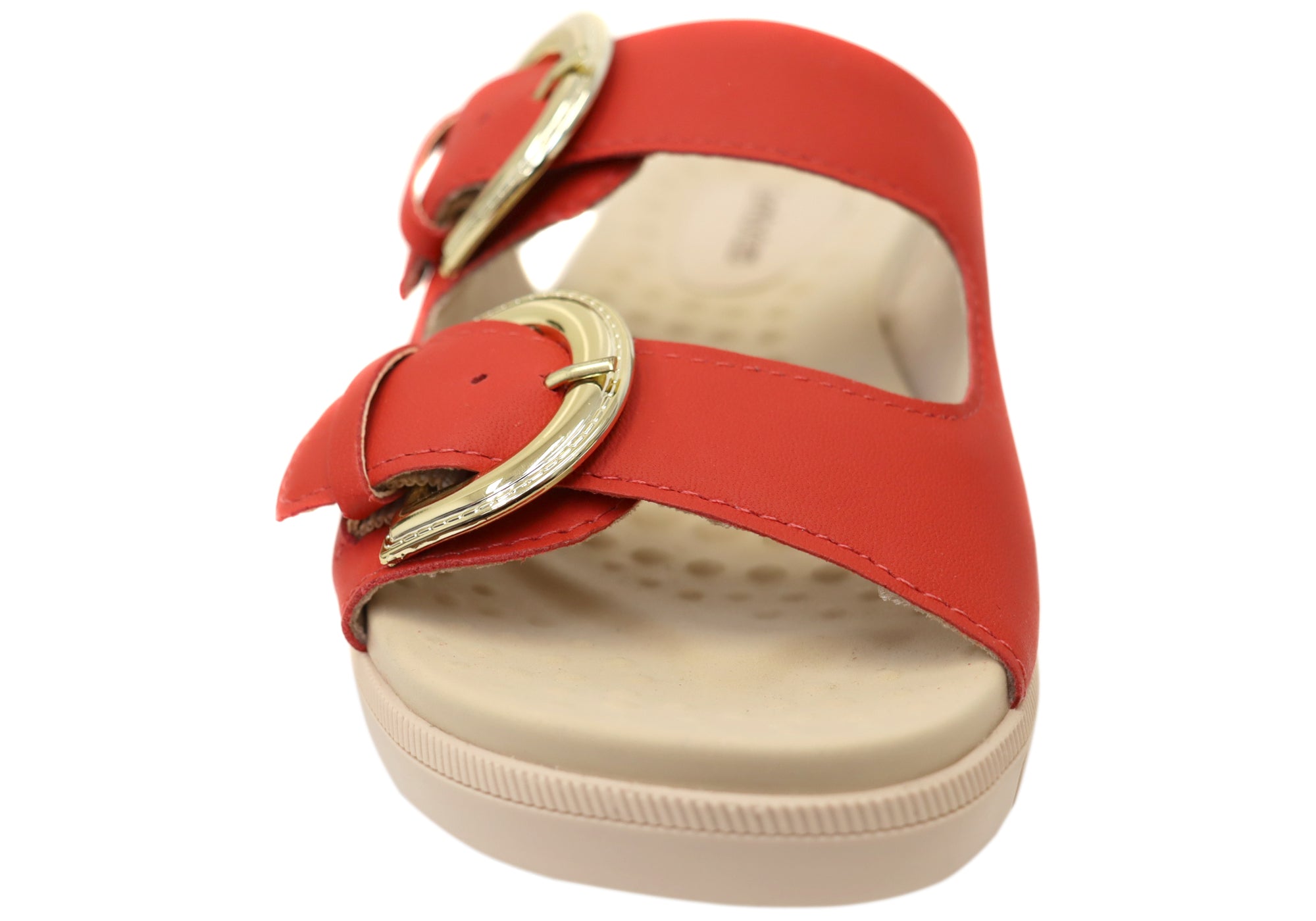 Comfortflex Daphine Womens Leather Slide Sandals With Comfort Footbed