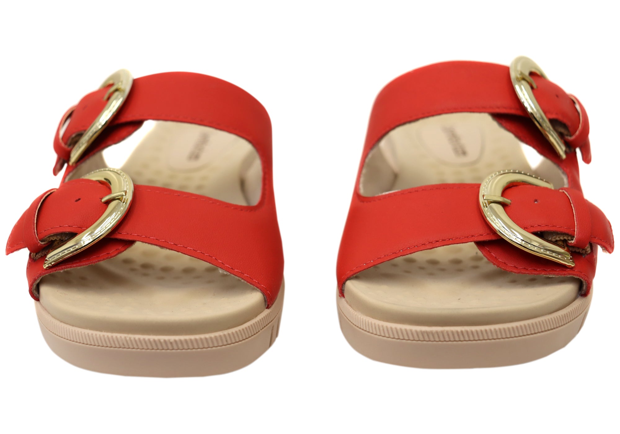 Comfortflex Daphine Womens Leather Slide Sandals With Comfort Footbed