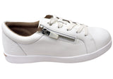 Homyped Womens Lotti Zip Lace White Leather Comfort Supportive Shoes