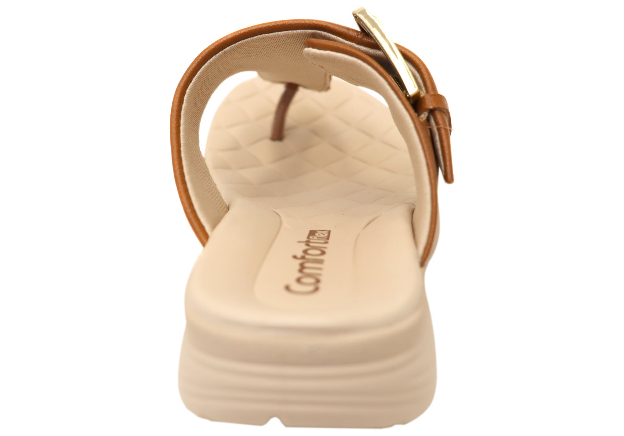Comfortflex Clover Womens Leather Thongs Sandals With Comfort Footbed