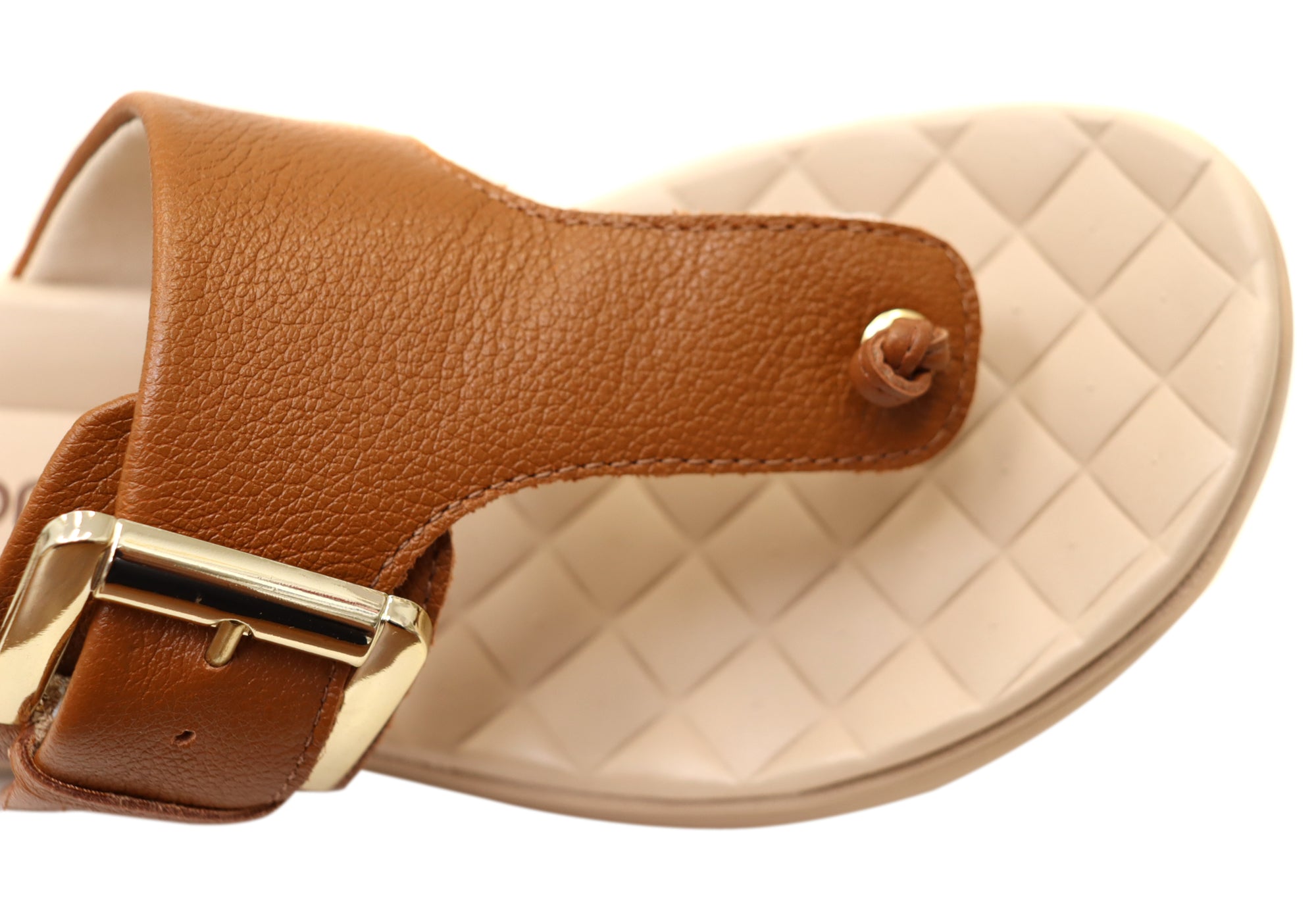 Comfortflex Clover Womens Leather Thongs Sandals With Comfort Footbed