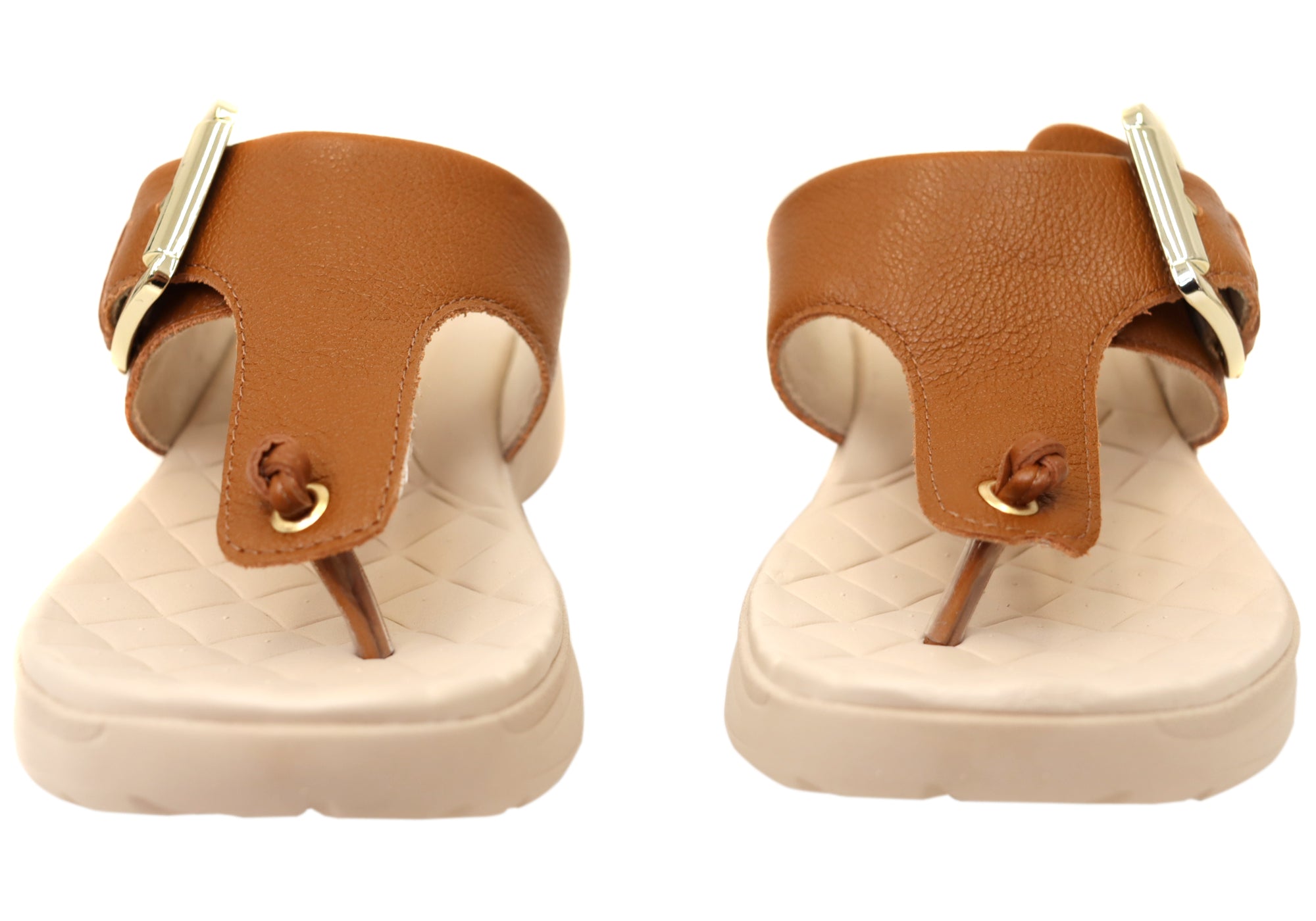 Comfortflex Clover Womens Leather Thongs Sandals With Comfort Footbed