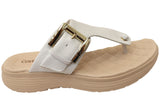 Comfortflex Clover Womens Leather Thongs Sandals With Comfort Footbed