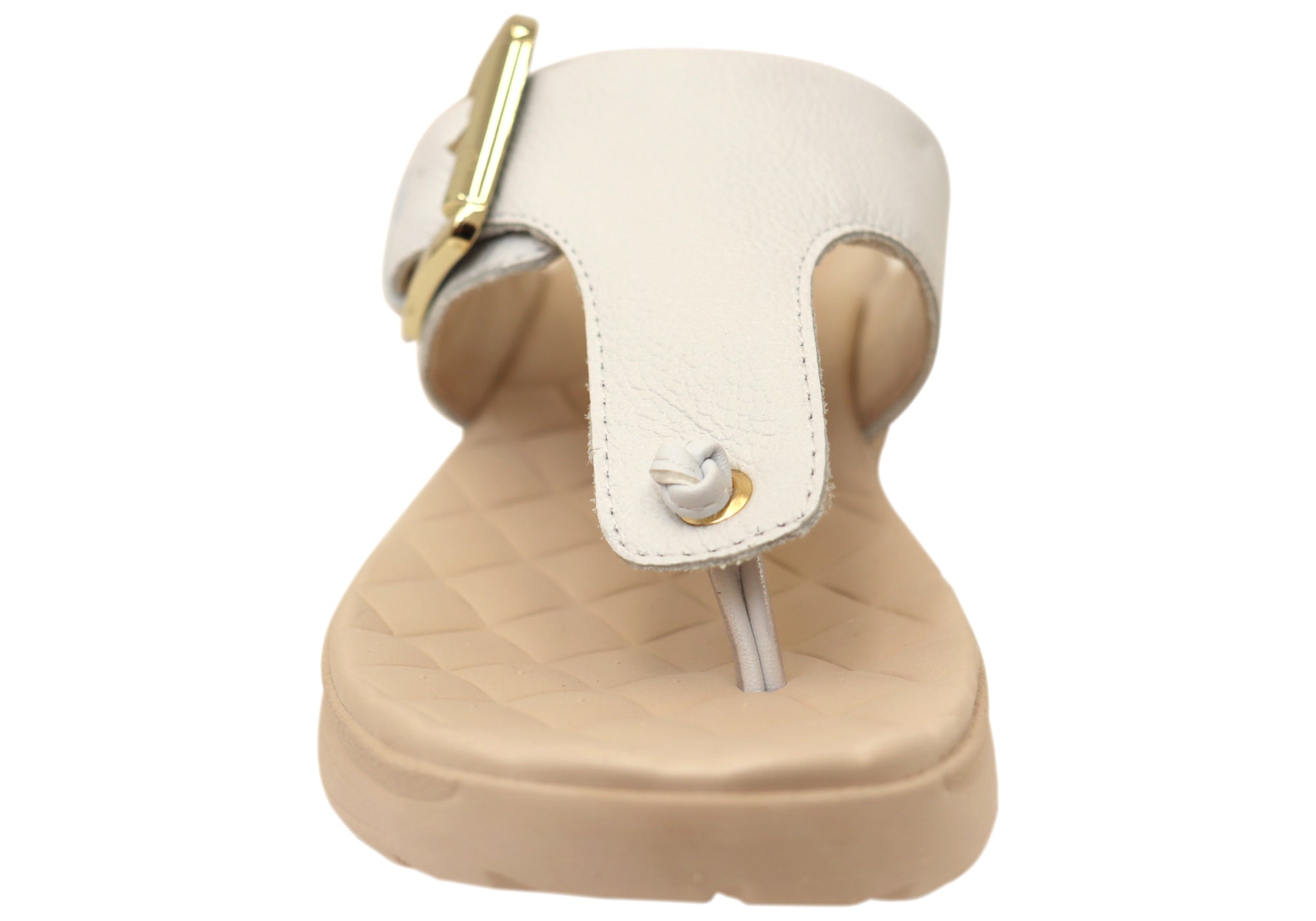 Comfortflex Clover Womens Leather Thongs Sandals With Comfort Footbed