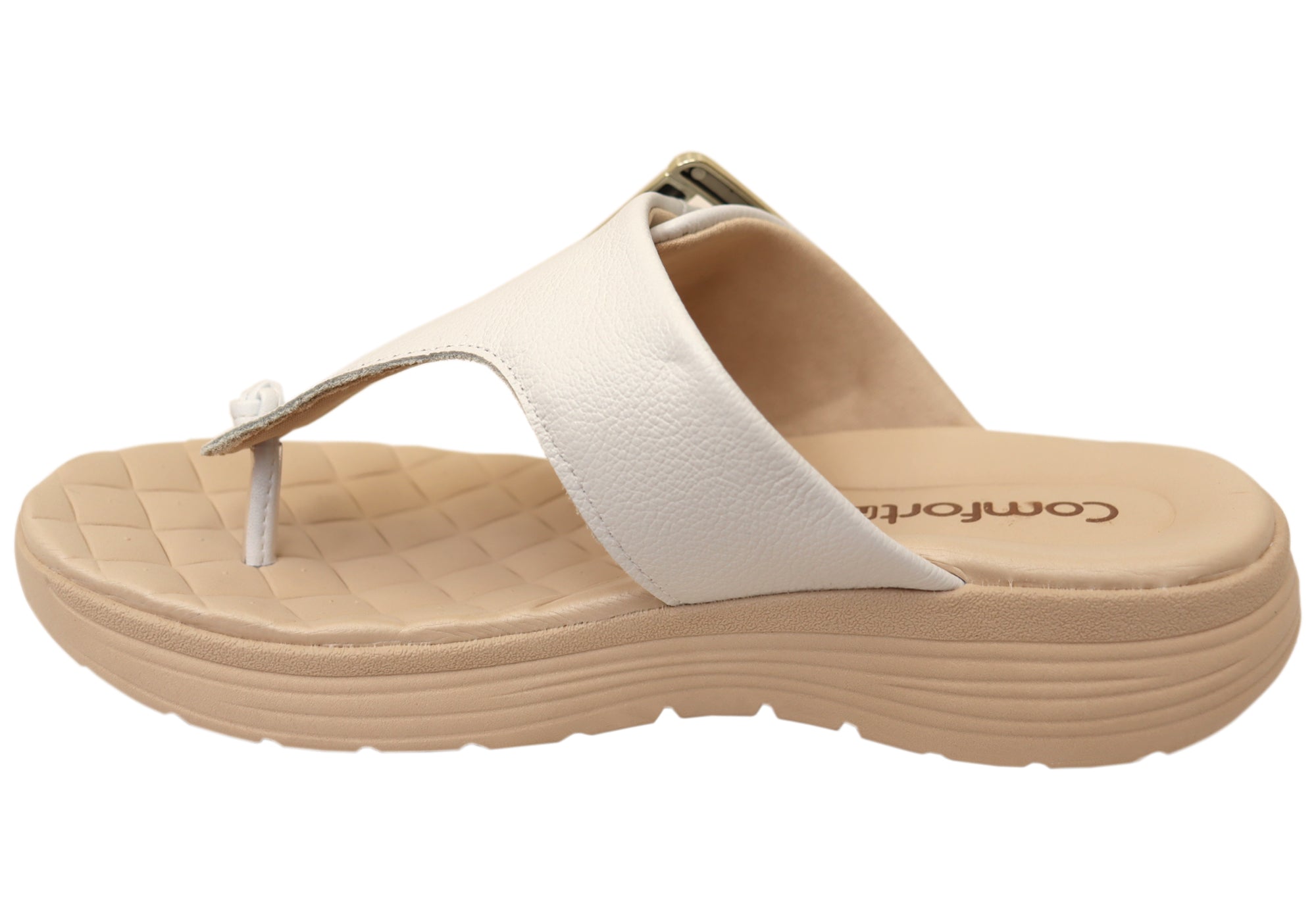 Comfortflex Clover Womens Leather Thongs Sandals With Comfort Footbed