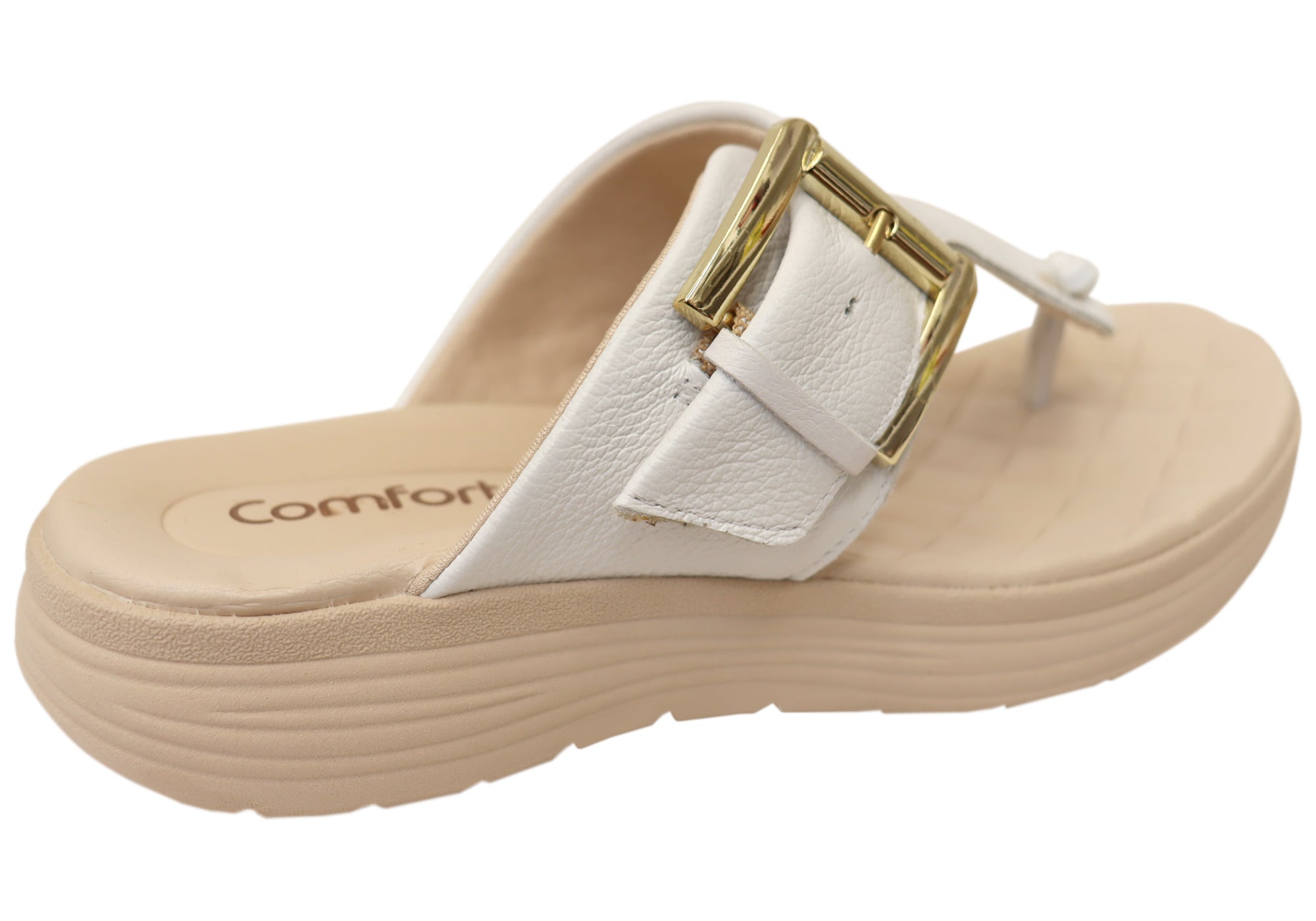 Comfortflex Clover Womens Leather Thongs Sandals With Comfort Footbed