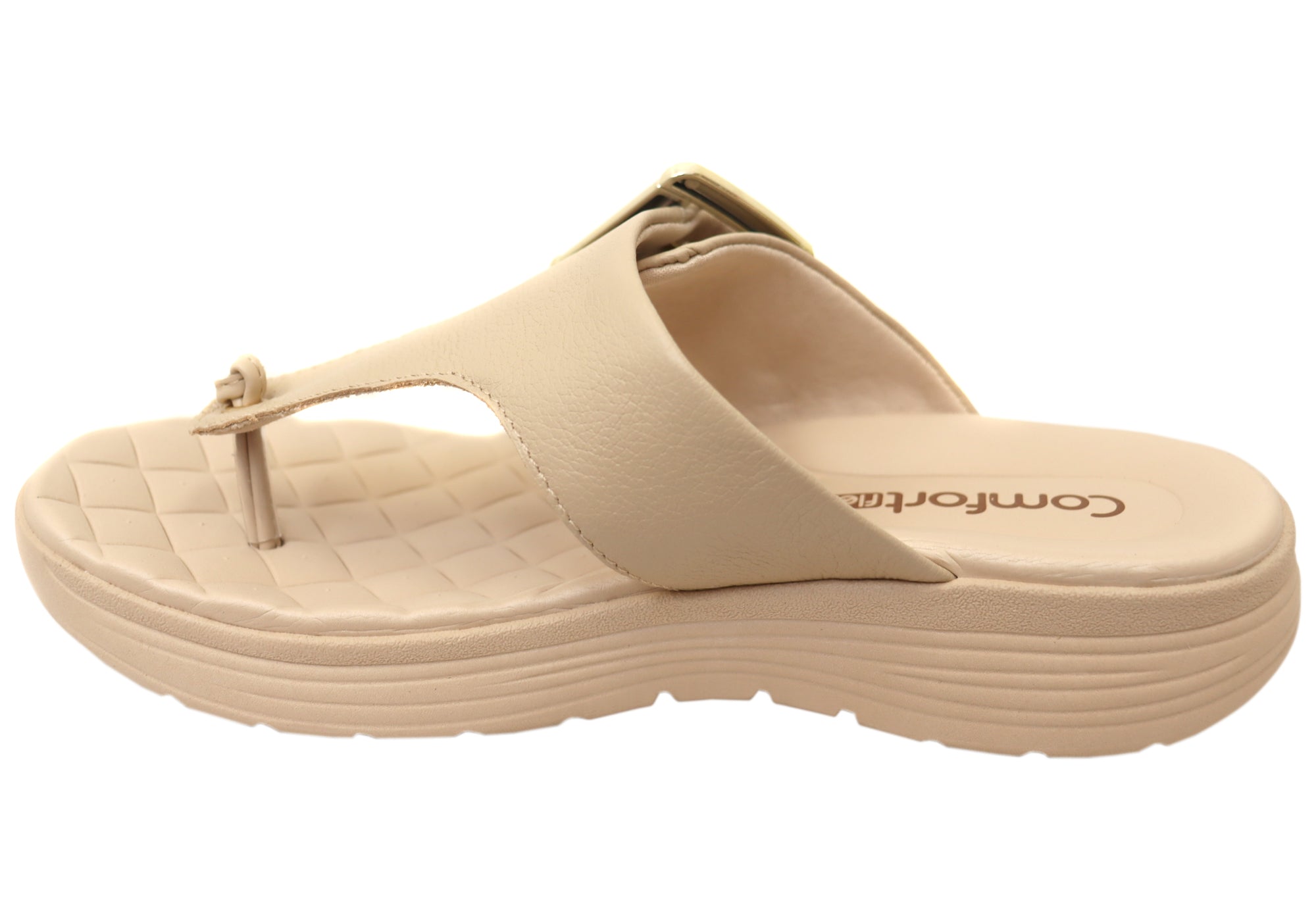 Comfortflex Clover Womens Leather Thongs Sandals With Comfort Footbed