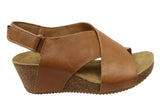 Comfortiva Eva Womens Comfort Footbed Wide Fit Leather Wedge Sandals