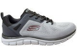 Skechers Mens Track Broader Comfortable Lace Up Shoes Grey Charcoal