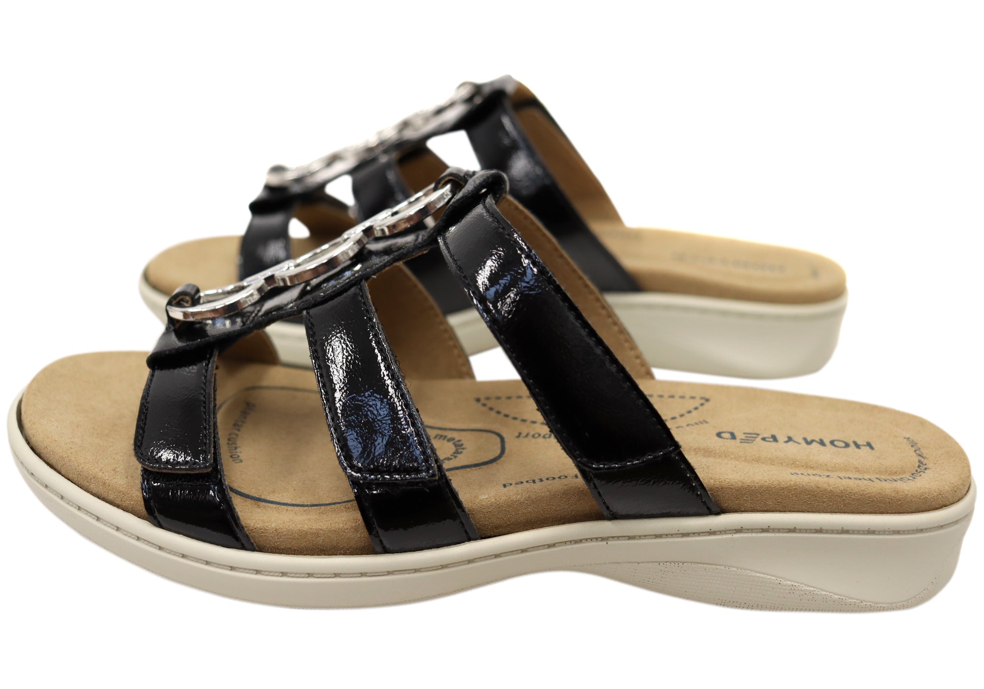 Black Patent Silver