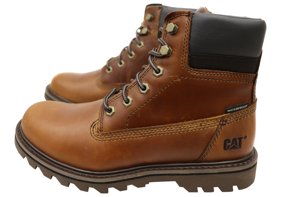 Caterpillar Mens Comfortable Leather Deplete Waterproof Boots Brand