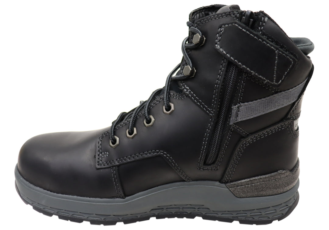 Caterpillar Mens Leather Impact Zip Carbon Composite Toe Work Boots Brand House Direct