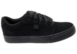 DC Shoes Mens Comfortable Leather Anvil Lace Up Shoes Black Black