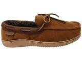 Dearfoams Mens Pierce Microsuede Moccasin With Tie Comfort Slippers