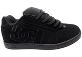 DC Shoes Mens Net Comfortable Leather Lace Up Shoes Black Black Black