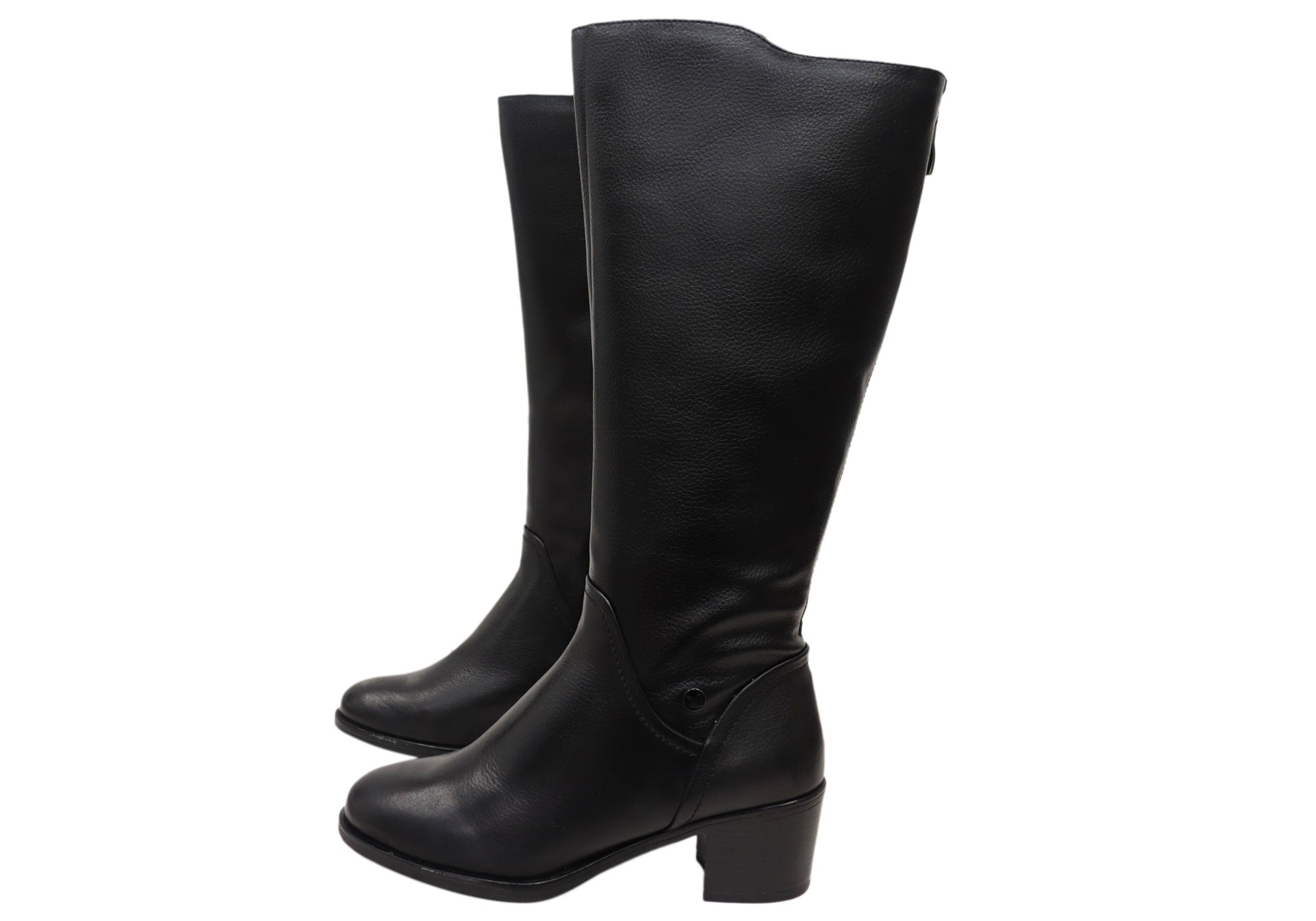 Caprice Bexarnir Womens Wide Fit Leather Mid Heel Knee High Boots