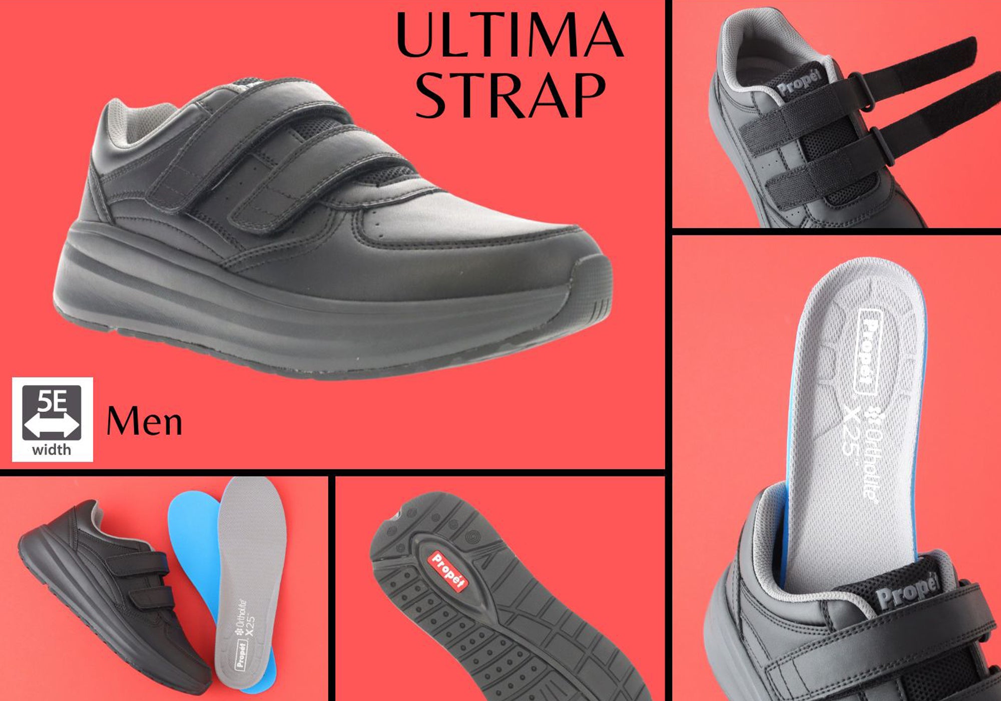 Propet Ultima Strap Mens Shoe XX Wide 5E Width Leather Shoes