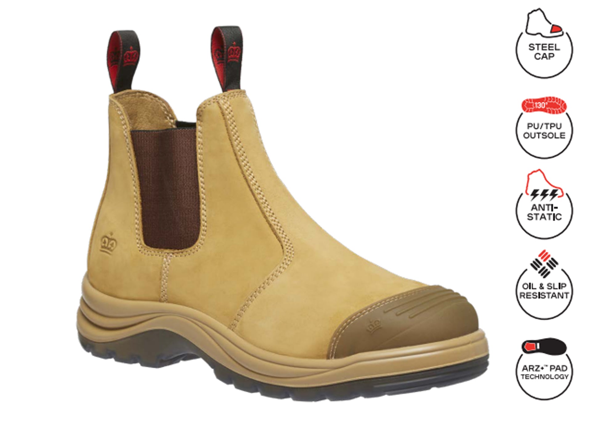 KingGee Mens Tradie Gusset Steel Cap Safety Boots With Scuff Cap