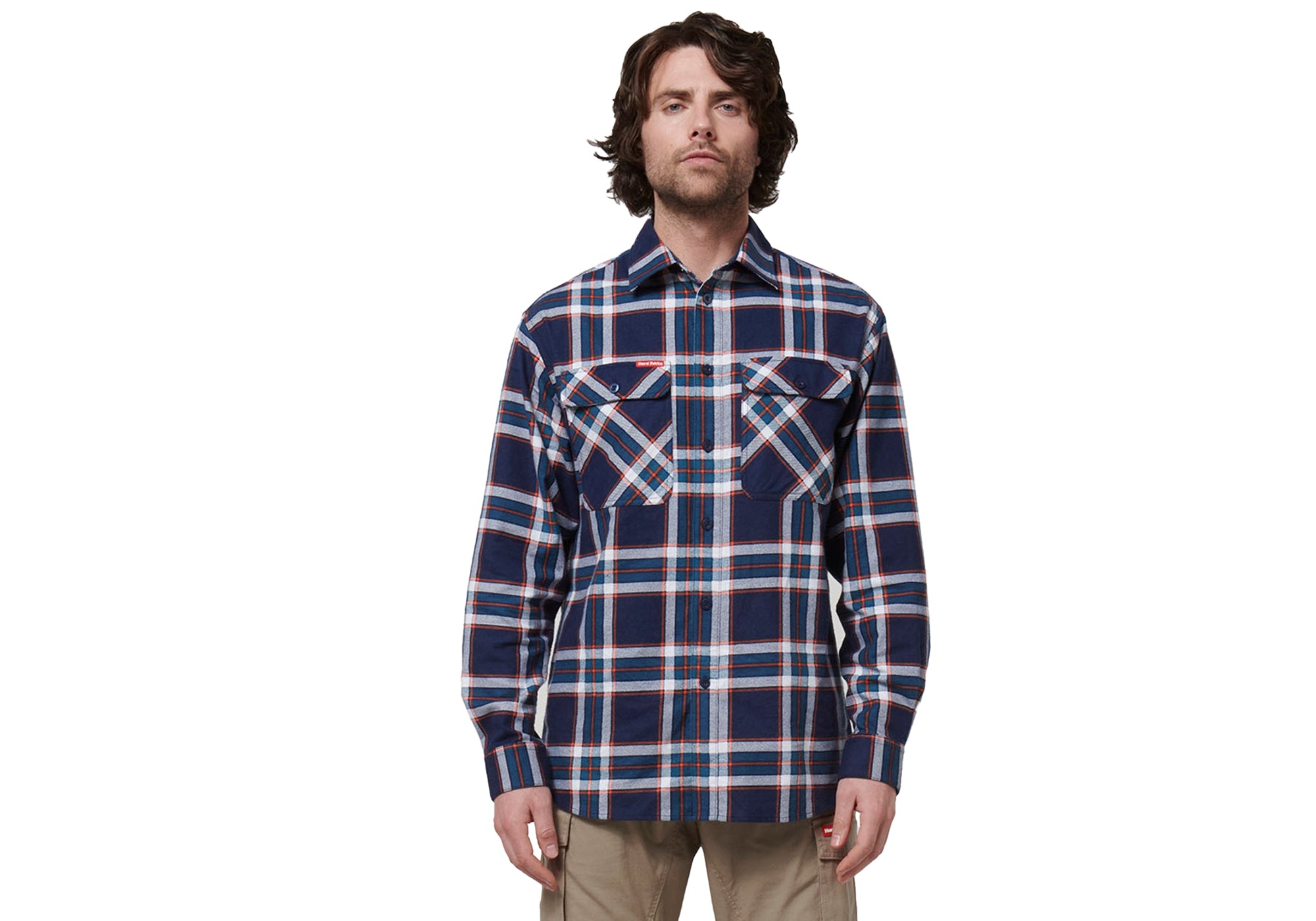 Navy Orange Check